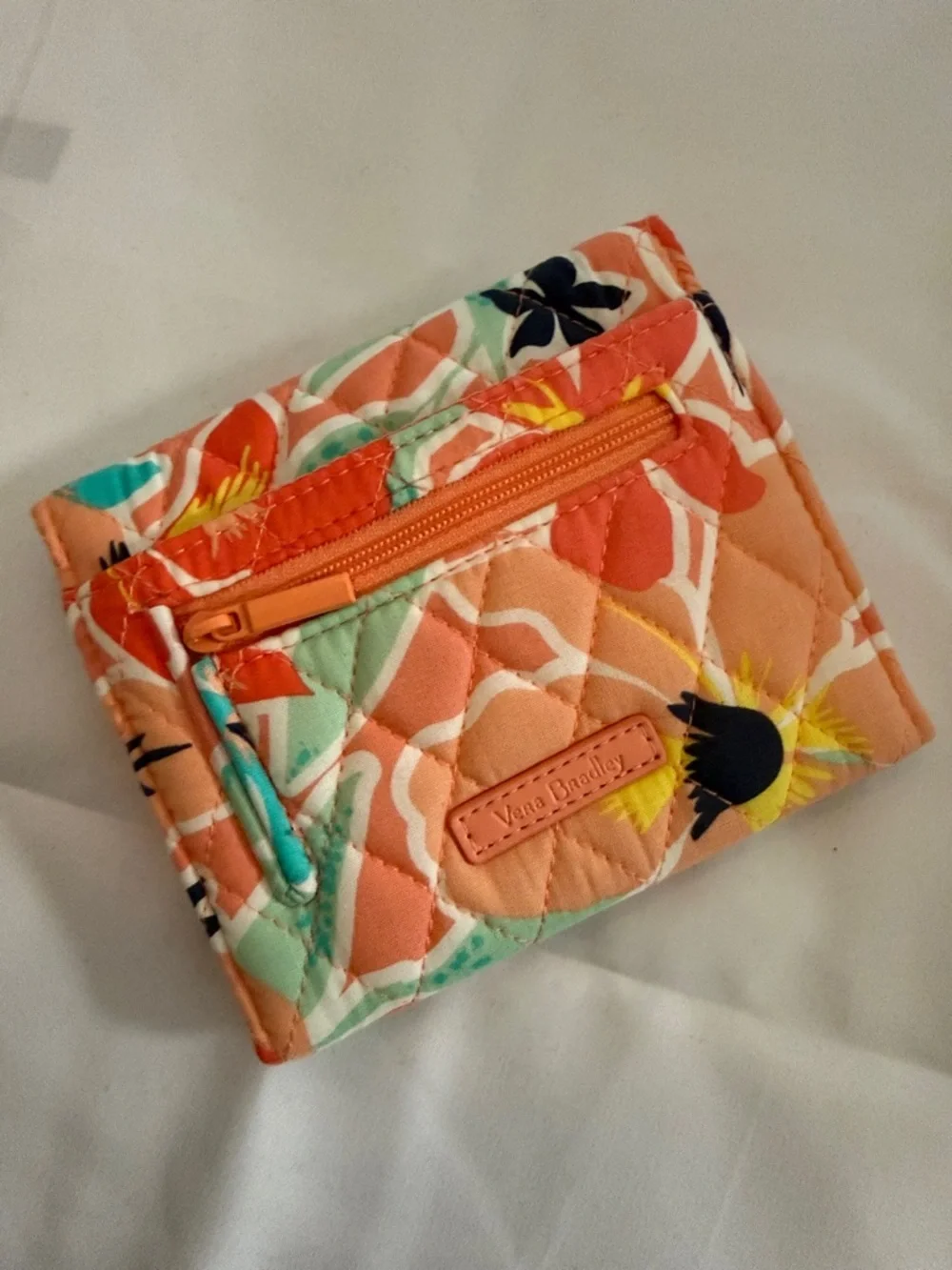 Vera Bradley Quilted Floral Wallet in Coral, Teal, Yellow - Picture 3 of 3